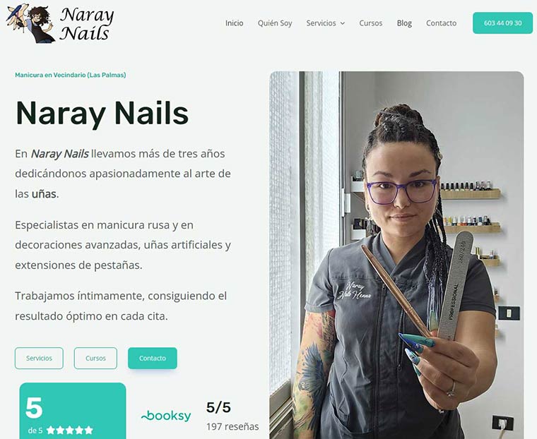 nuevo sitio web de Naray Nails Vecindario